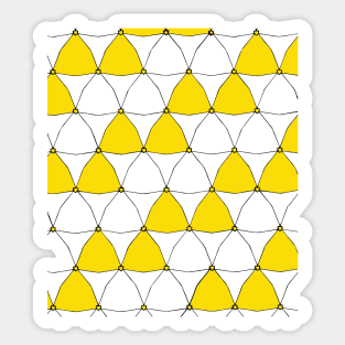 Yellow Fishnet Geometric Modified Triangles Scale Pattern Red background Sticker